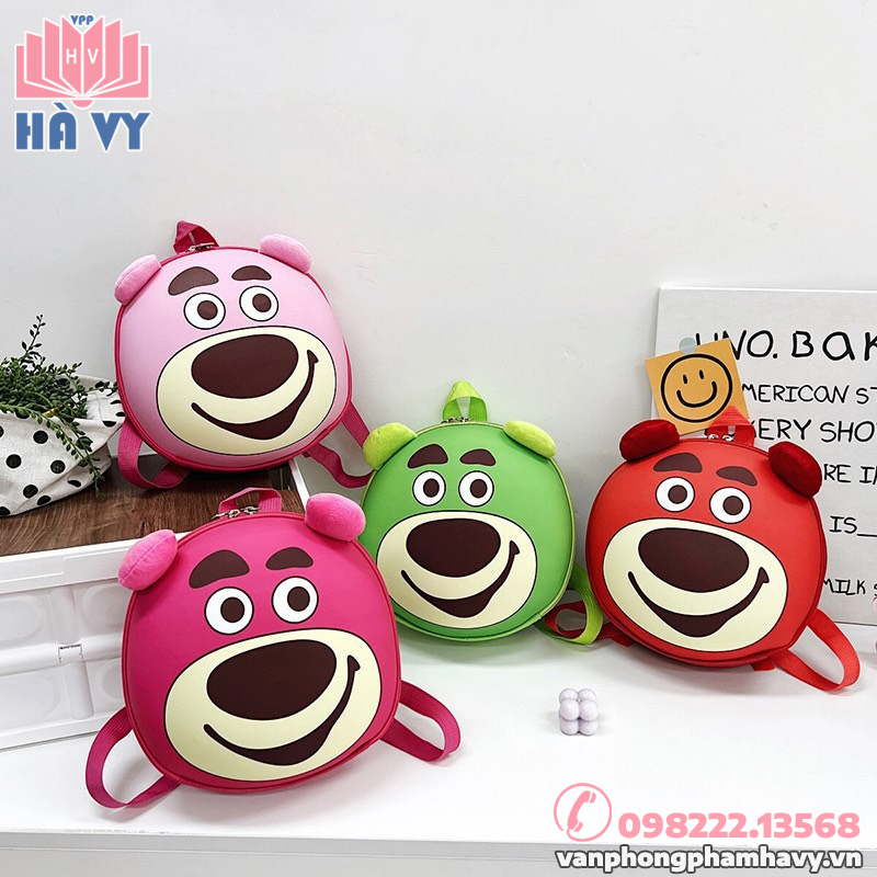 Balo Mầm Non, Cặp Sách Balo Trứng Mẫu Gấu Dâu Lotso Bear